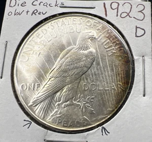 Moneda de dólar de plata de la paz de $1 1923 D BU UNC troqueles reverso VAM - Imagen 1 de 7