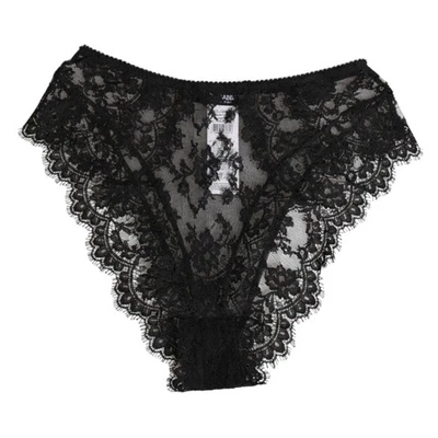 DOLCE & GABBANA 内衣黑色花卉蕾丝网眼高内裤 IT2 / S 530usd — 第 1/4 张图片