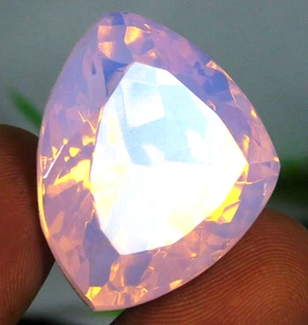 Certified 57.40 Ct Natural Australian Yellow Blue Trillion Cut Loose Gemstone - Picture 1 of 11