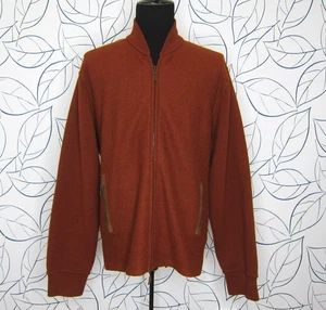 JL Powell Full Zip Sweater w/ Elbow Patches Alpaca Wool Blend Rust Men's XXL - Picture 1 of 9