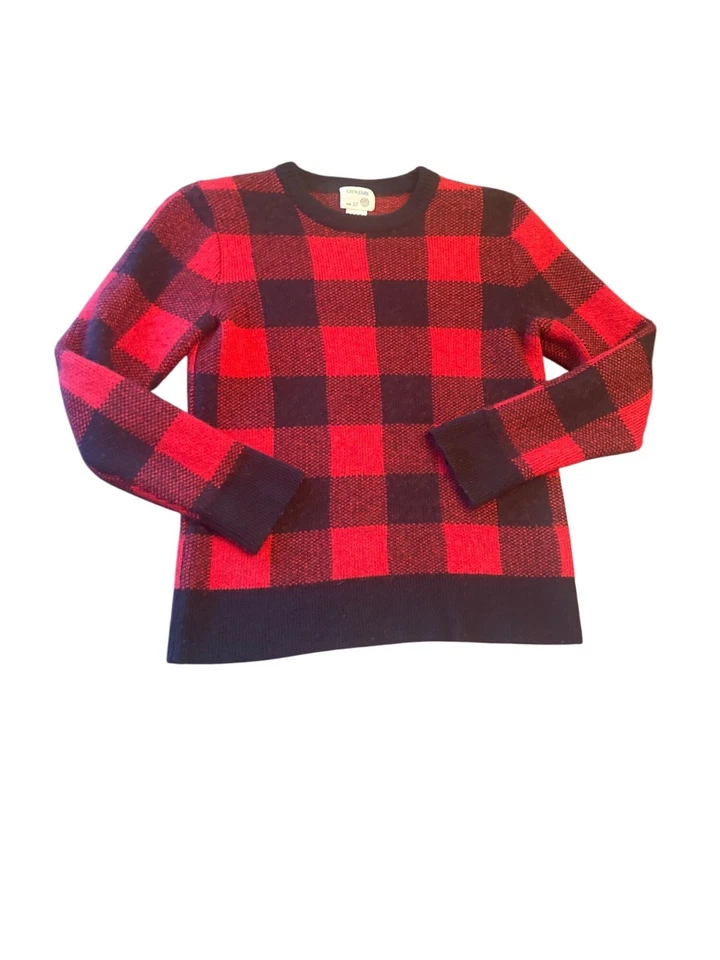 Crewcuts Kids Buffallo 格子毛衣 12 码红色和黑色羊毛混纺 — 第 1/3 张图片