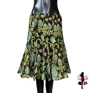 Falda ICE Vintage Años 80-90 100% Seda Hasta la Rodilla Floral Paisley Corpcore Femenina - Imagen 1 de 9