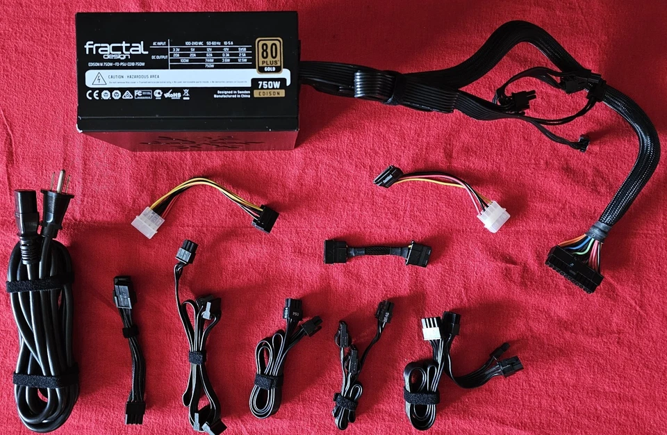 Fractal Design Edison M 750W 80+ Gold Modular Power Supply PSU- FD-PSU-ED1B-750W - Image 1 of 4