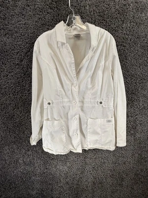 Dickies Scrubs Gen Flex Lab Coat Women's Medium White Two Pockets Button Front - Image 1 of 4