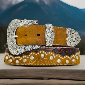 Tony Lama KAITLYN CRYSTAL Leather Belt Size 40 Excellent Condition C50499 - Picture 1 of 12