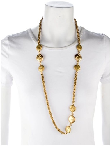 ? Collana CHANEL Autentica Coco CC Catena Lunga Raro Ciondolo GP 24K Mademoiselle