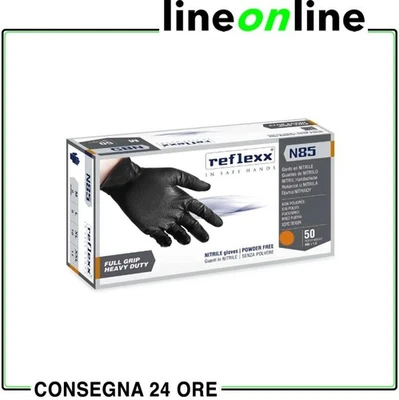 Guanti in nitrile monouso full grip Reflexx N85B senza polvere - Image 1 of 3