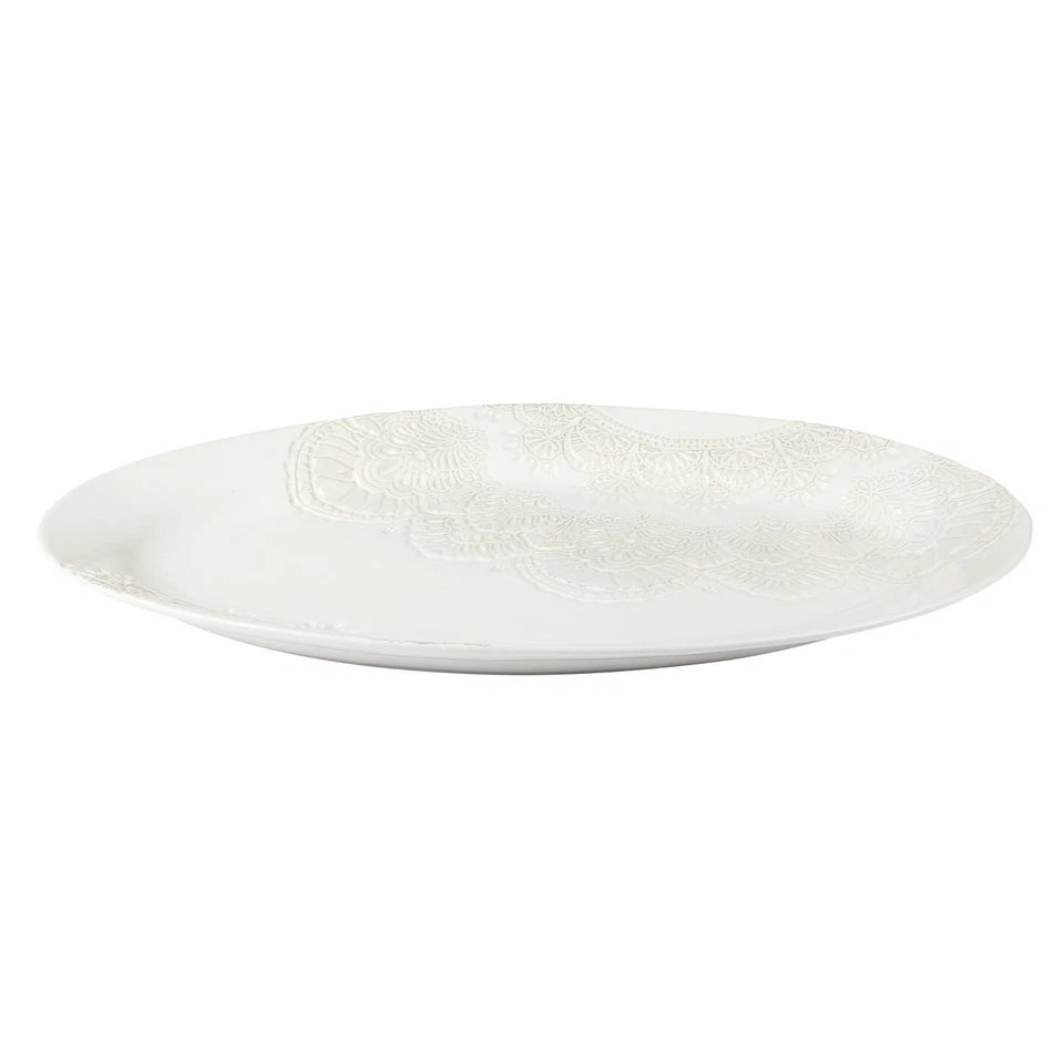 Bandeja para servir ovalada de gres de 20 pulgadas de encaje vintage The Pioneer Woman Foto 1 de 4