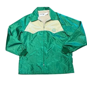Vintage Swingster Large Green and Cream Windbreaker Jacket with Pioneer Logo - Picture 1 of 8