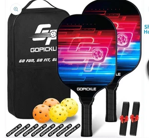 GoPickle Pickleball Paddle Set of 2 Fiberglass Paddles, 4 Balls ,Backpack - Picture 1 of 8