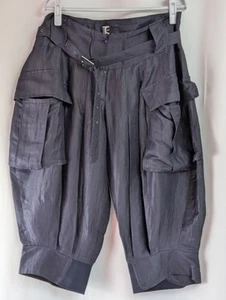 Vintage Tricot Chic Linen Silk Dark Blue Pleated Bloomer Trouser Culotte - Picture 1 of 24
