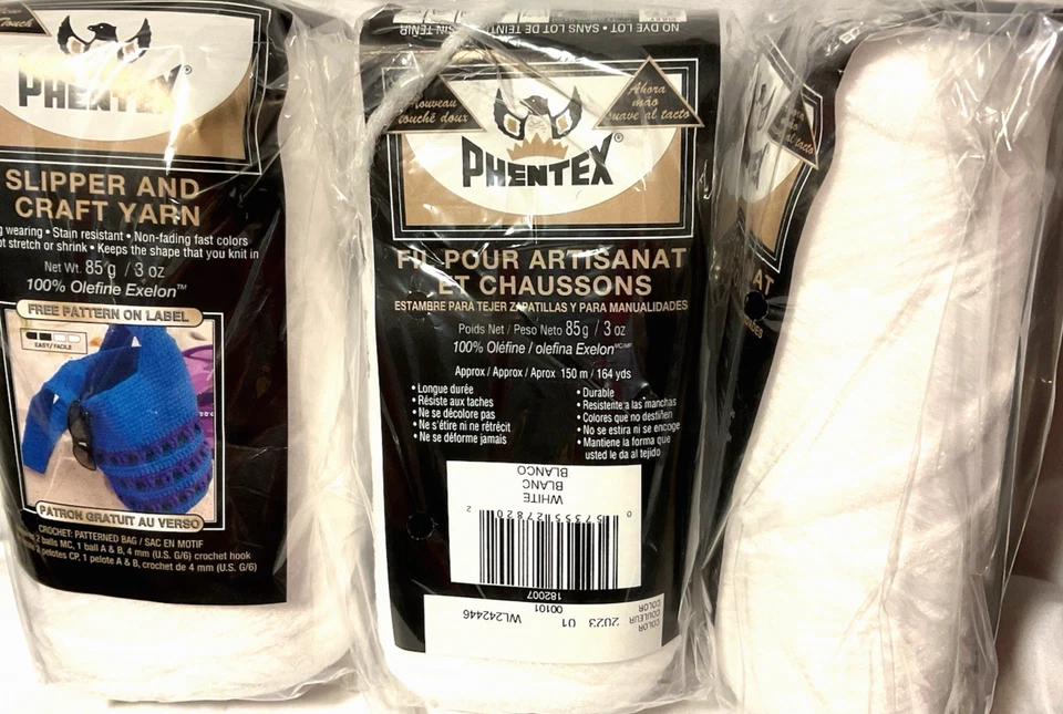 Paquete de 3 zapatillas e hilo artesanal Phentex “blanco” Foto 1 de 1