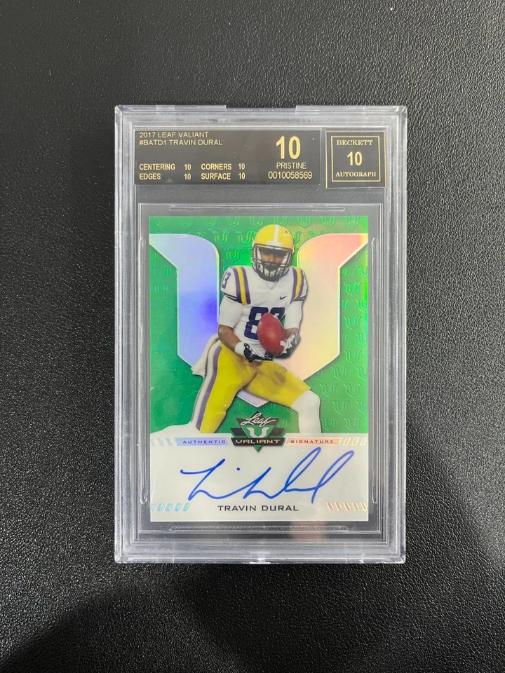 2017 Leaf Valiant Football #BATD1 Travin Dural Auto 40/50 BGS10/10 BJAB - Image 1 of 2