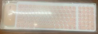 Wireless Keyboard & Mouse Combo Set -Pink- 2.4G Slim for Laptop or PC Full Size - Image 1 of 4