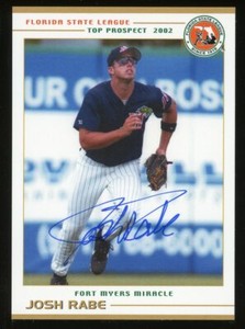 2002 Ft Myers Miracle JOSH RABE Signed Card autograph AUTO TWINS