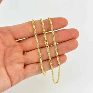 Collar de cadena de cuerda de 3 mm de oro amarillo real de 10 quilates para hombre y mujer de 18"-24" - Imagen 1 de 7