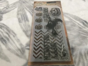 Juego de estampillas y plantillas transparentes de bruja y calabaza de Happy Halloween Tim Holtz nuevo - Imagen 1 de 3