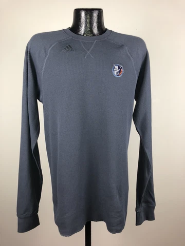 Men's Adidas Charlotte Bobcats Gray Long Sleeve Henley Waffle Shirt XLT Cover