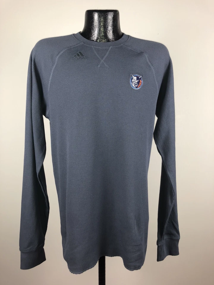 Men's Adidas Charlotte Bobcats Gray Long Sleeve Henley Waffle NBA Shirt LT NWT - Image 1 of 4