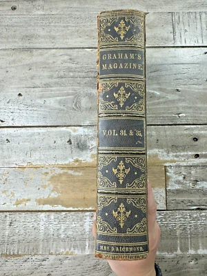 1849 Edgar Allan Poe "Fifty Suggestions" 1st ed "Graham's Magazine Vol. 34, 35"  — 第 1/4 张图片