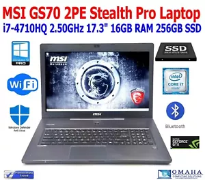 MSI GS70 STEALTH PRO GAMING NOTEBOOK i7-4710HQ 2.50GHz 17.3" 16GB RAM 256GB NVME - Picture 1 of 9