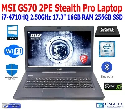 MSI GS70 STEALTH PRO GAMING NOTEBOOK i7-4710HQ 2.50GHz 17.3" 16GB RAM 256GB NVME - Image 1 of 4