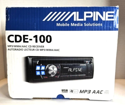 Alpine CDE-100 Car Radio CD Player Receiver USB Aux MP3 WMA ACC AM/FM W/PORT - Image 1 of 4