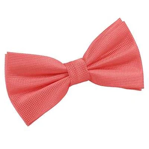 Coral Mens Bow Tie Woven Plain Solid Check Formal Pre-Tied Bowtie by DQT - Picture 1 of 2