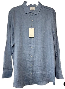Murano Baird McNutt Linen Shirt Tall Man 2XLT Blue Long Sleeve Beachy NWT - Picture 1 of 10