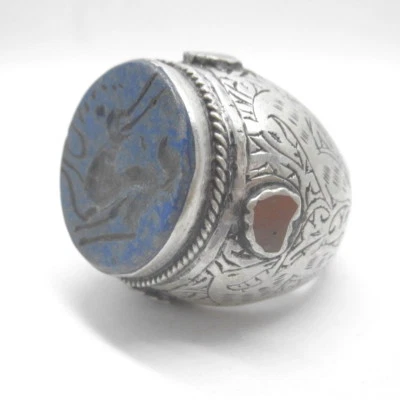 Anillos islámicos para hombre piedras de lapislázuli plata de ley 925 Alá musulmán R08 الإسلامية Foto 1 de 4