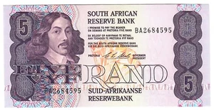 South Africa 5 Rand 1981 (1990) aUNC "Stals" - Picture 1 of 2