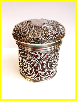 SOPORTE JARRÓN INGLÉS PLATA ESTERLINA CRISTAL ROJO Sello Foto 1 de 4