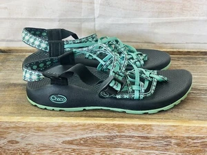Chaco Women's Teal, Green, Black and White Strappy Toe Loop Sandals Size 8 S18 - Picture 1 of 5