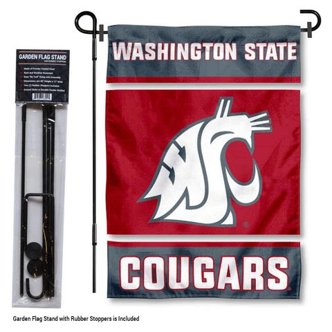 Washington State Cougars Garden Flag and Yard Stand Included Cover