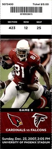 Arizona Cardinals Atlanta Falcons 10/5/08 Ticket Anquan Boldin 400th Reception - Picture 1 of 2