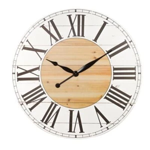 48 x 48 x 1.5 in. Renata Oversize Shiplap Wall Clock White & Walnut - Picture 1 of 1