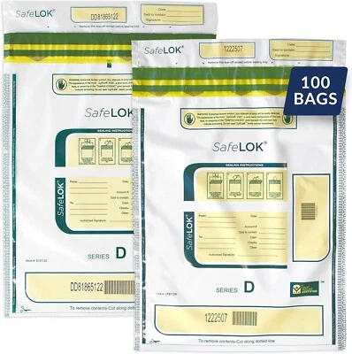 ControlTek SafeLok Tamper Evident Deposit Bags 585089 9 x 12" White 100ct. New - Image 1 of 4