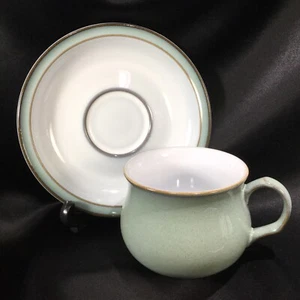Denby Regency Flat Cup Saucer Set Teacup Tea Green MORE AVAILABLE - Picture 1 of 7