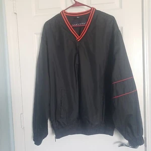 Vintage Swingster Pullover Golf Windbreaker Jacket Mens M Black V Neck 90s Retro - Picture 1 of 13