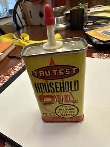 Vintage 4 Oz. Can of Tru-Test Household Oil - Never Opened - Imagen 1 de 7