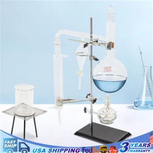 1000ML Essential Oil Steam Distillation Apparatus Kit Oil Pure Water Glassware - Picture 1 of 23