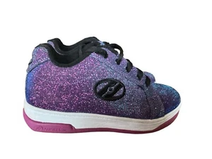 Heelys Split Purple Aqua Lace Up Sparkle Sneaker Low Profile Wheels SZ 3 Youth - Picture 1 of 7