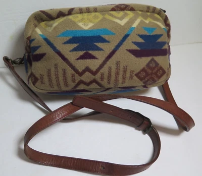 Pendleton Cross Body Leather Wool Tote Bag Purse Native American style - Image 1 of 4