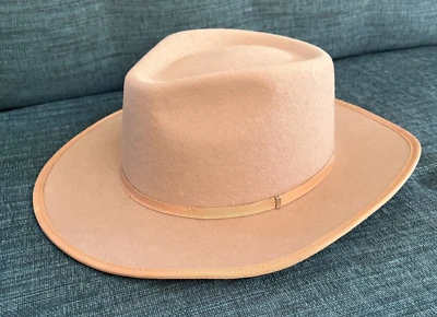 OLIVE & PIQUE Women's Tan 100% Wool Rancher Hat Adjustable - Image 1 of 4