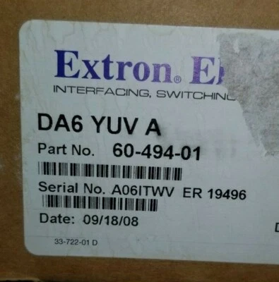 Extron DA6 YUV A Wideband Distribution Amplifier with mounting - Image 1 of 4