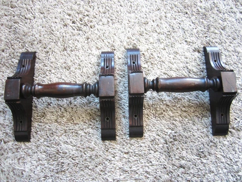 PAIR Walnut Trunk? Chest Handles Victorian Door Cabinet Pulls Pump Reed Organ Cover