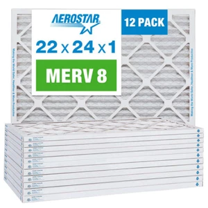 22x24x1 AC and Furnace Air Filter by Aerostar - MERV 8, Box of 12 - Picture 1 of 5