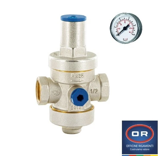 RIDUTTORE DI PRESSIONE ACQUA con MANOMETRO Ø 1/2" OR - Immagine 1 di 1