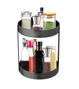 2-Tier Stainless Steel Lazy Susan 360° Turntable Spice Rack Organizer - Picture 1 of 7
