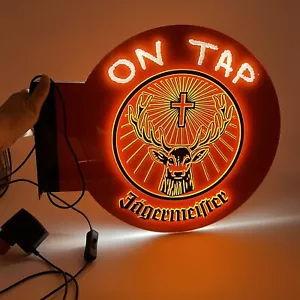 On Tap Jägermeister Stag LED Plexiglass Bar Sign Orange Works Small Scratches - Picture 1 of 7